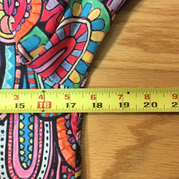 S Multi-colored whimsical dress with 3 tiered bell sleeves - Picture 11 of 14